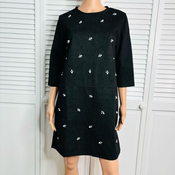 *NEW* ADORE Black Vegan Suede Embellished Shift Dress Size S