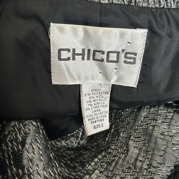 CHICO’s Silver Metallic Textured Blazer Size Large