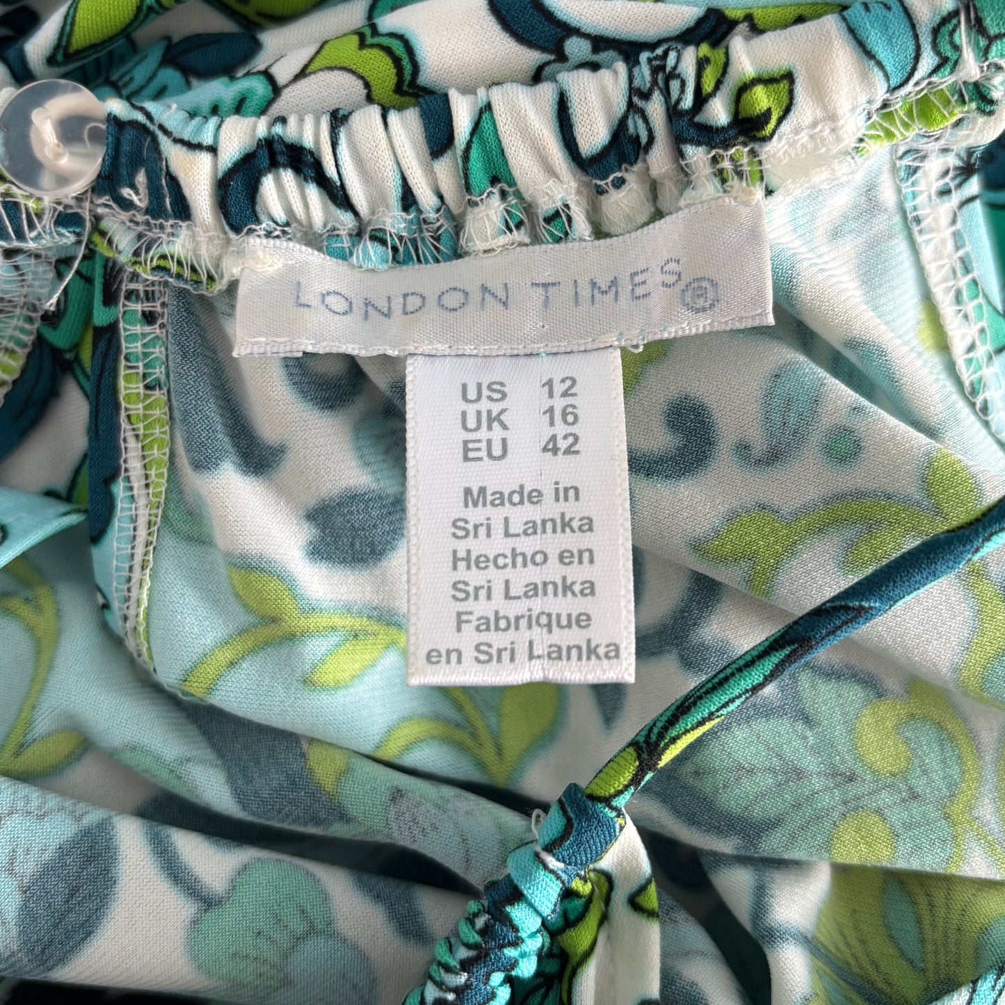 LONDON TIMES Turquoise Abstract Print Halter Dress Size 12