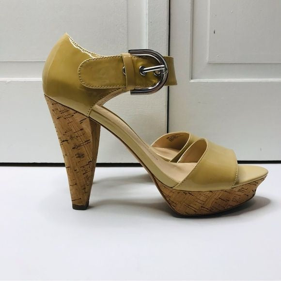 FRANCO SARTO Nude Cork Heels Size 9M