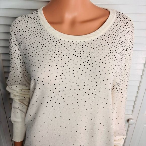 *NEW* ETHYL Cream Black Bead Bling Sweater Size L