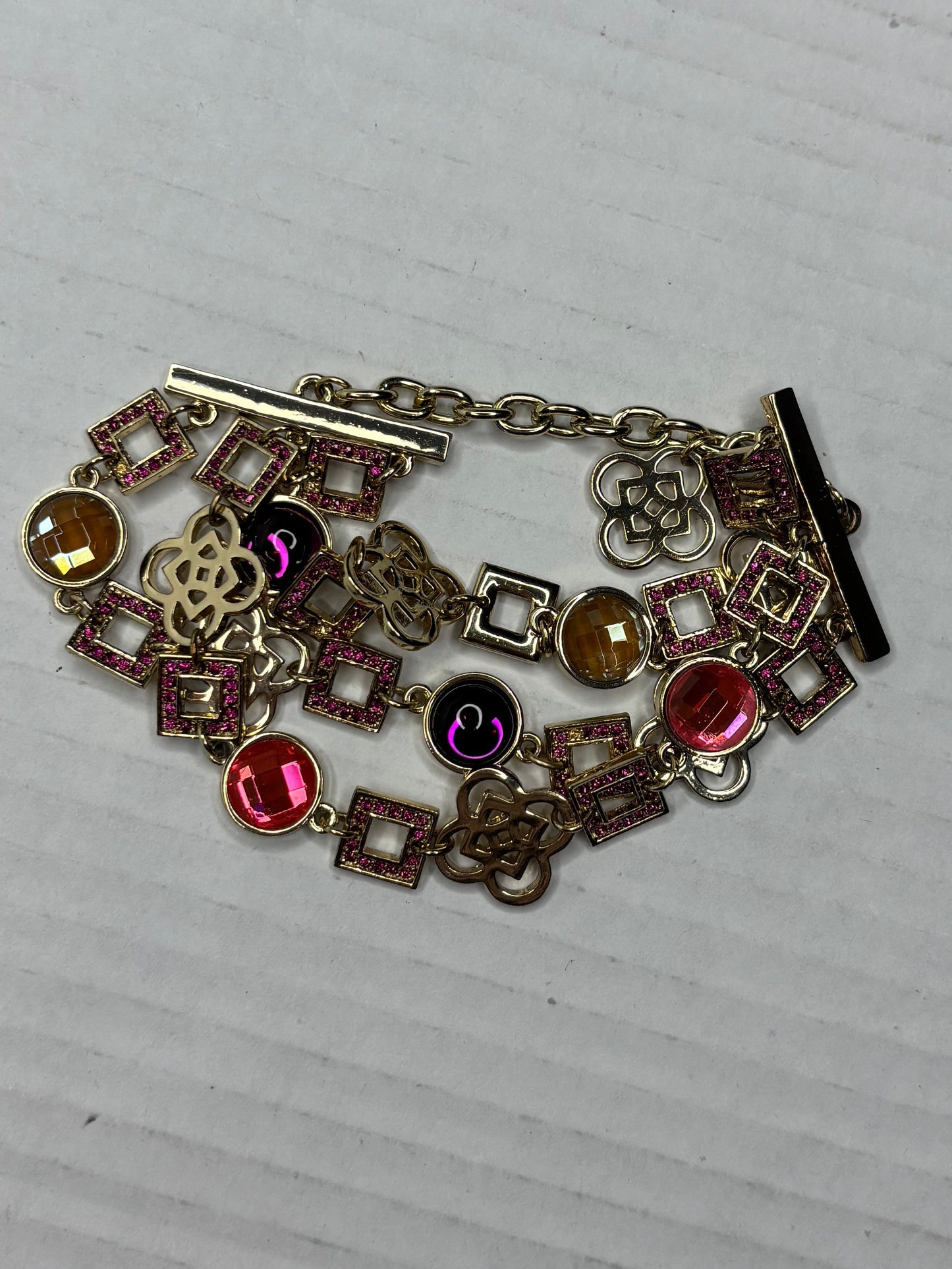 VALESKA Mixed Gem & Clover Multi-Strand Statement Bracelet