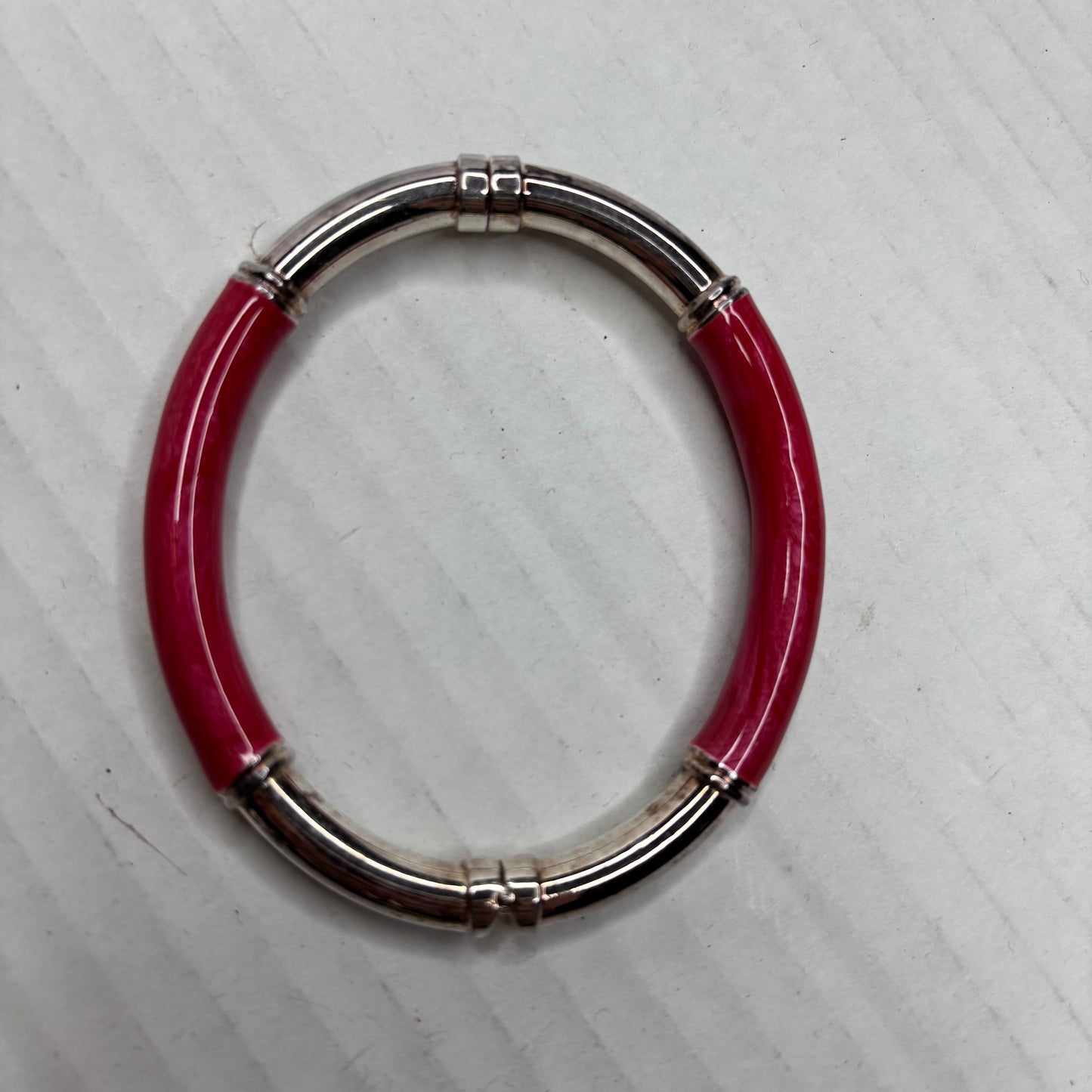 MILOR ITALY Sterling Silver & Pink Resin Bangle Bracelet
