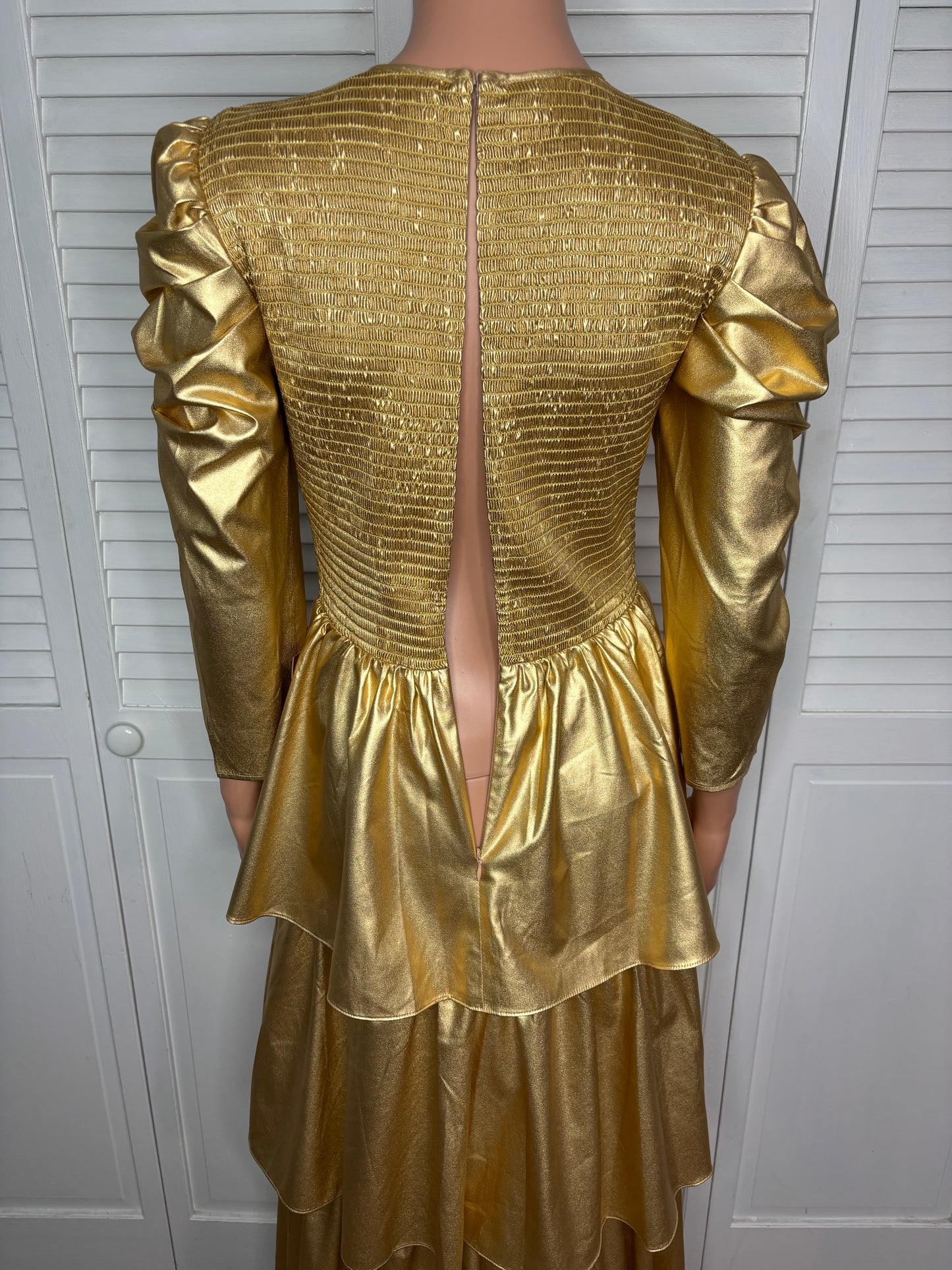 New IVY CITY CO. Metallic Gold Circe Dress Size Small