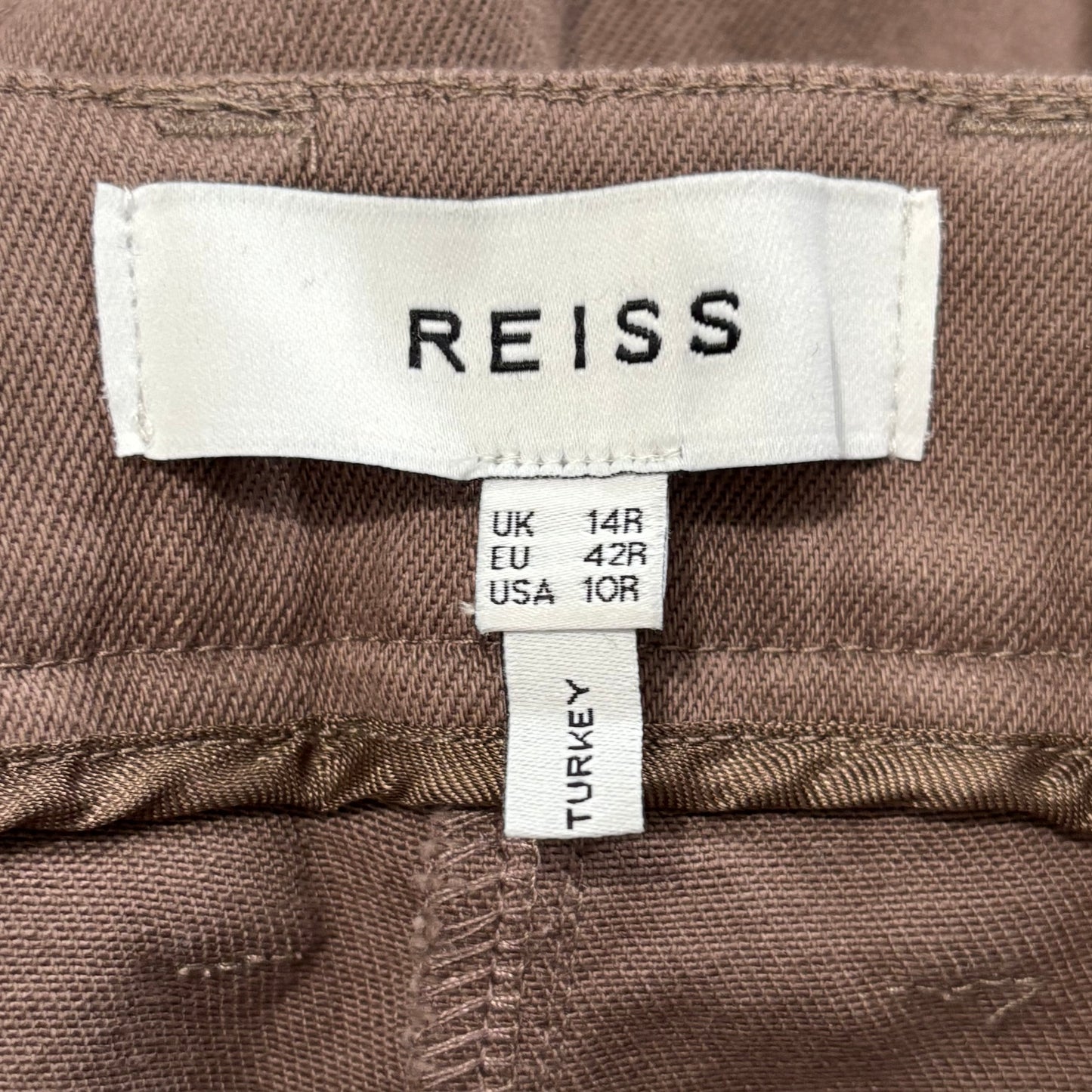 REISS Florence High-Rise Flared Trousers in Mink Size 10