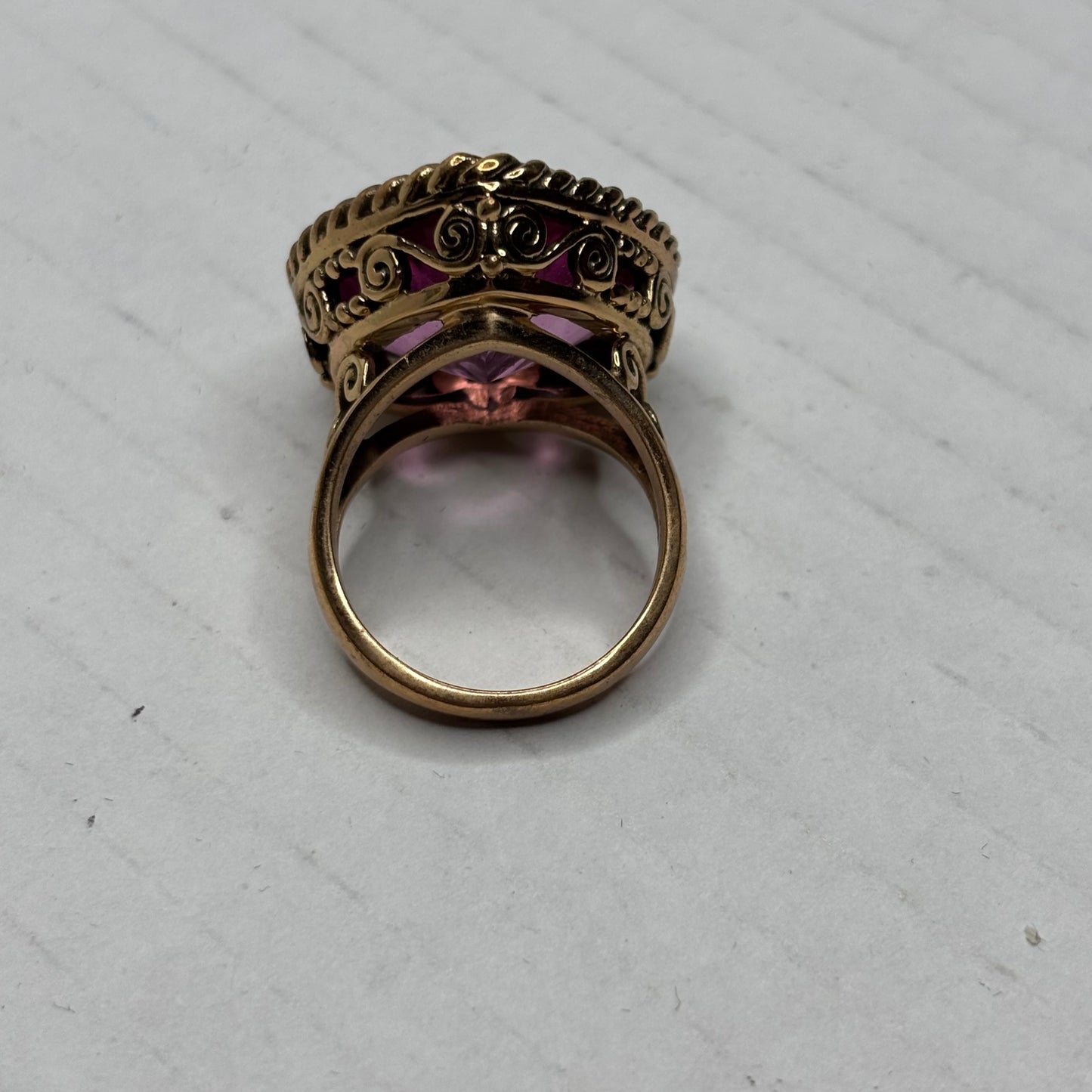 SAJEN Vintage Artisan Heart Amethyst Statement Ring Size 8