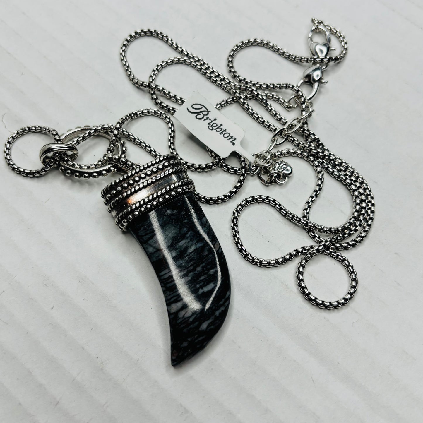 New BRIGHTON Cornicello Horn Necklace Matrix Jasper Reversible Necklace