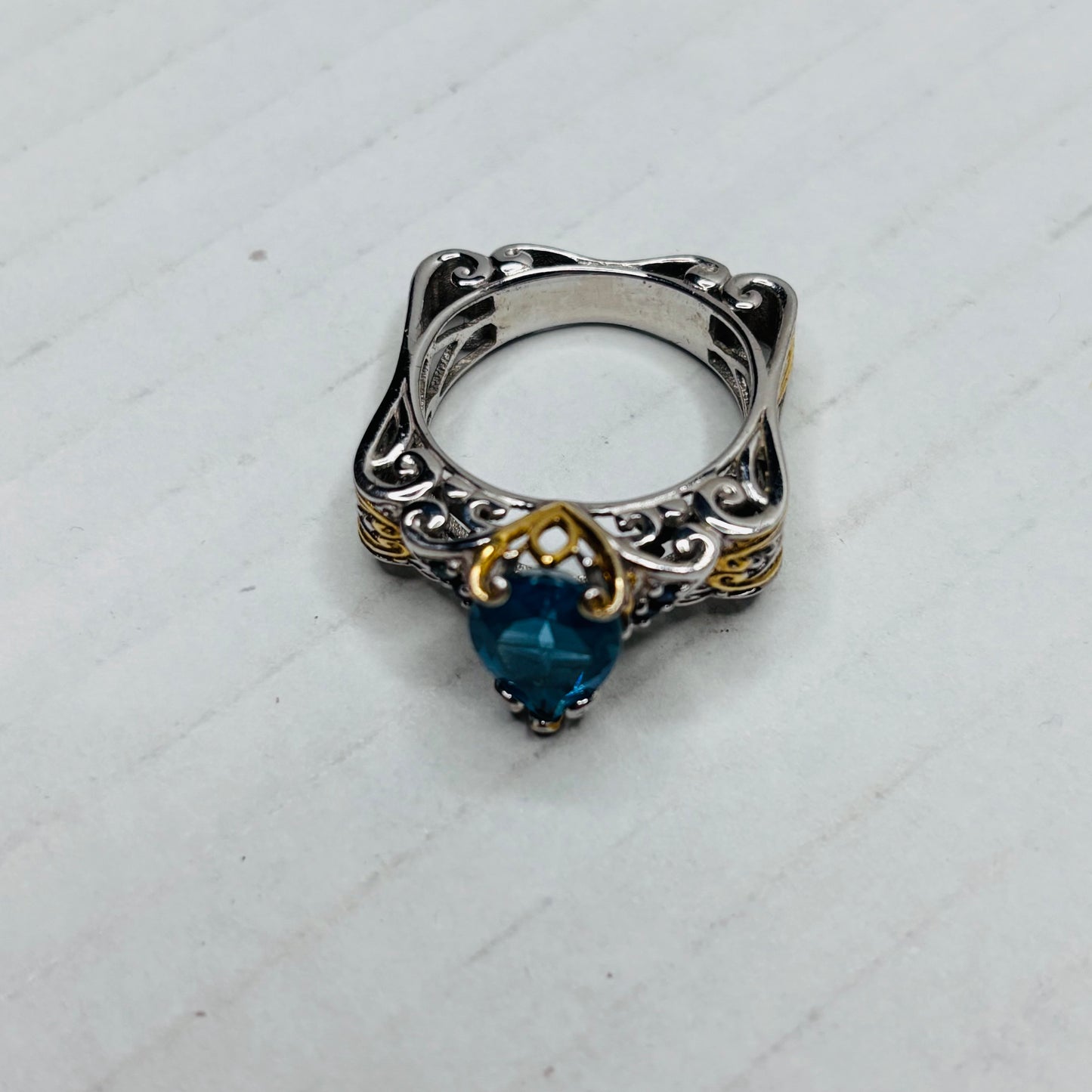 MICHAEL VALITUTTI Blue Topez Sterling Silver Ring Size 8