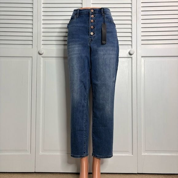 *NEW* NICOLE MILLER Light Blue Nomad Super High Rise Taper Jeans Size 14