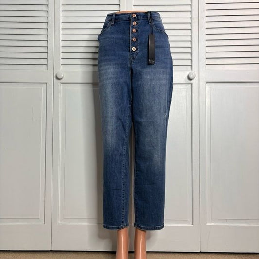 *NEW* NICOLE MILLER Light Blue Nomad Super High Rise Taper Jeans Size 14