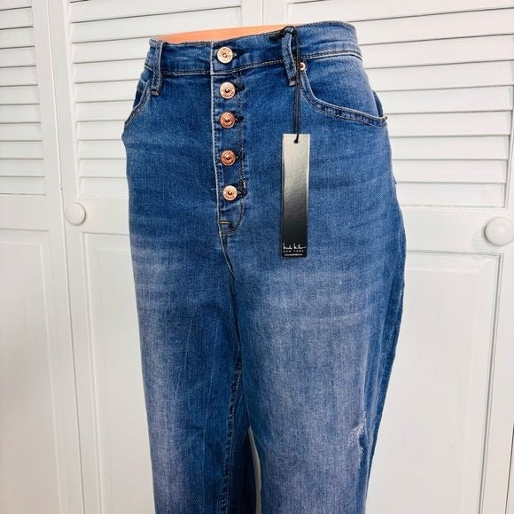 *NEW* NICOLE MILLER Light Blue Nomad Super High Rise Taper Jeans Size 14