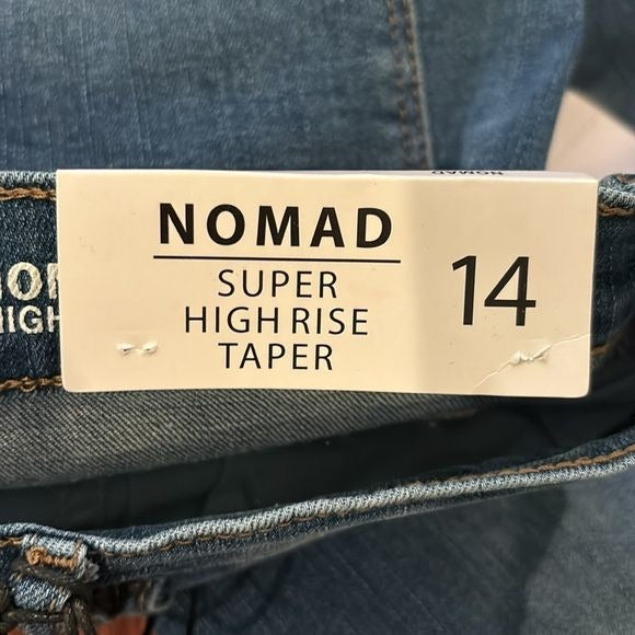 *NEW* NICOLE MILLER Light Blue Nomad Super High Rise Taper Jeans Size 14