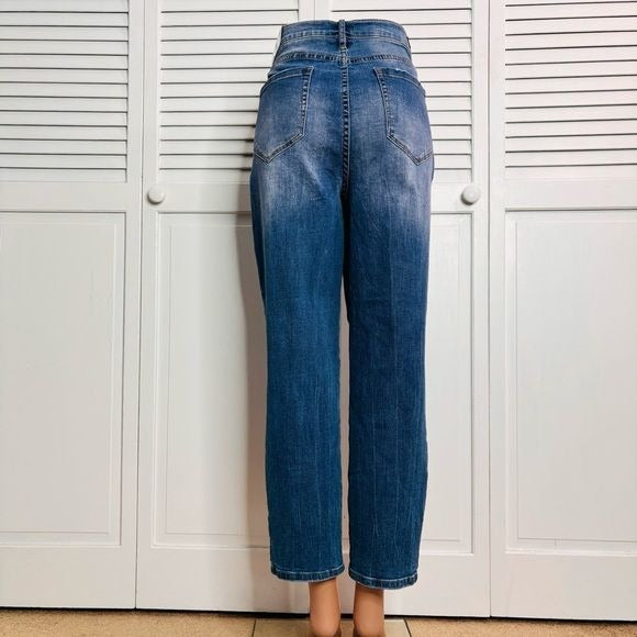 *NEW* NICOLE MILLER Light Blue Nomad Super High Rise Taper Jeans Size 14