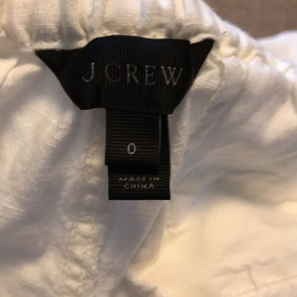 J. Crew White Linen Cropped Pants Size 0