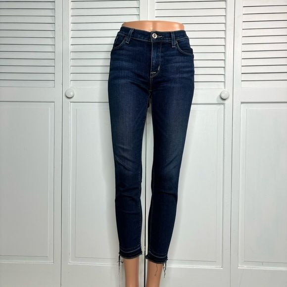 HUDSON Krista Crop Super Skinny Blue Raw Hem Jeans Size 29
