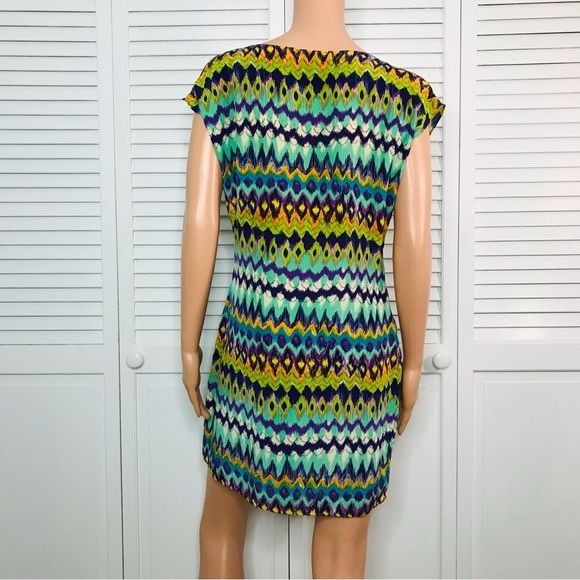 AMOUR VERT Silk Multicolor Short Sleeve Dress Size M