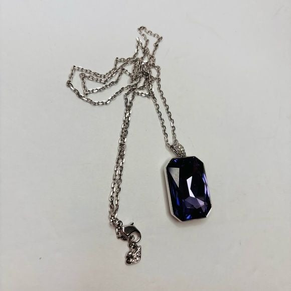 SWAROVSKI Purple Rhodium Plated Square Crystal Necklace