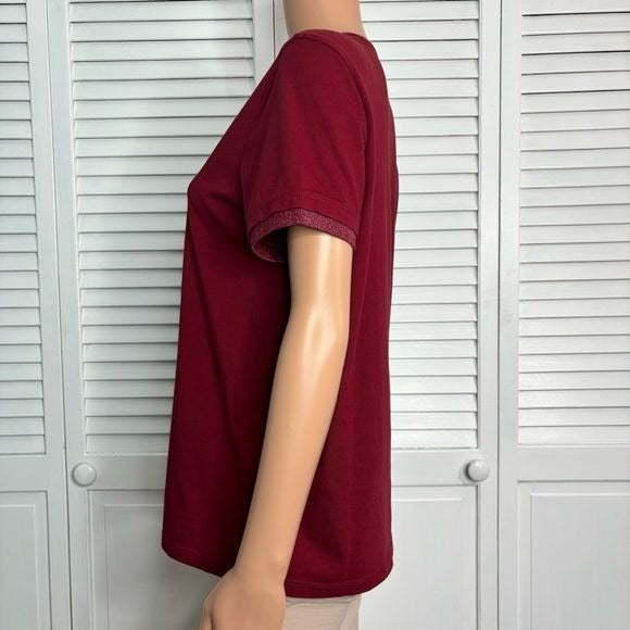 BOMBAS Red Cotton Short Sleeve Shirt Size M