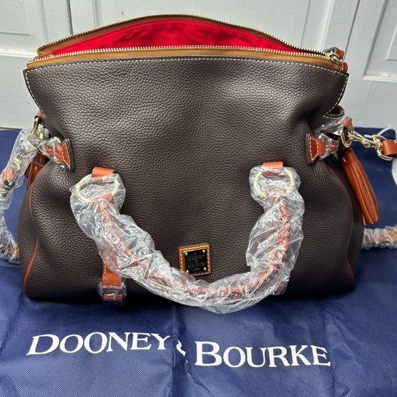 New DOONEY & BOURKE Pebble Leather Large Satchel in Brown