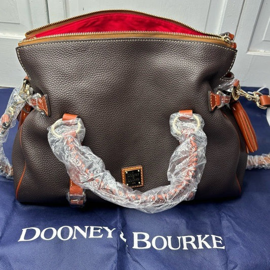 New DOONEY & BOURKE Pebble Leather Large Satchel in Brown