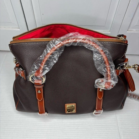 New DOONEY & BOURKE Pebble Leather Large Satchel in Brown