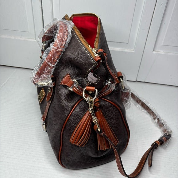 New DOONEY & BOURKE Pebble Leather Large Satchel in Brown
