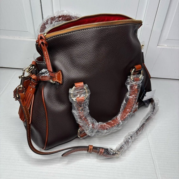 New DOONEY & BOURKE Pebble Leather Large Satchel in Brown