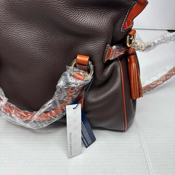 New DOONEY & BOURKE Pebble Leather Large Satchel in Brown