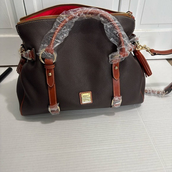 New DOONEY & BOURKE Pebble Leather Large Satchel in Brown
