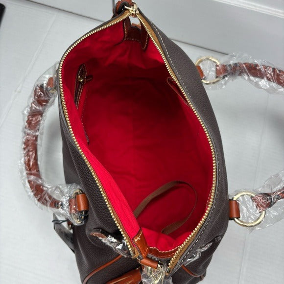 New DOONEY & BOURKE Pebble Leather Large Satchel in Brown