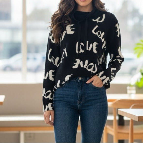 CHARLIE B Ottoman Sweater in Black Size Medium