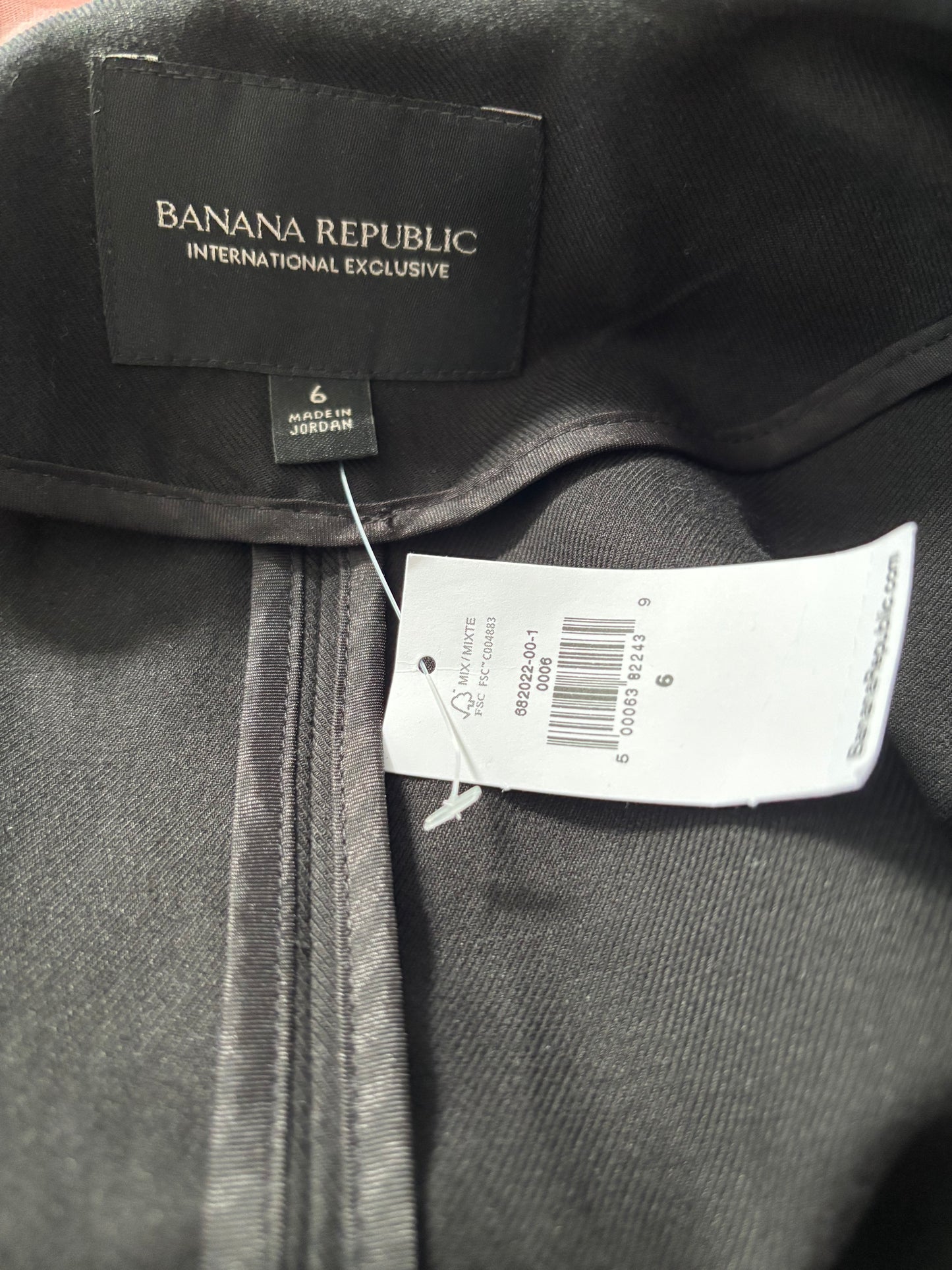 New BANANA REPUBLIC Black Collarless Open-Front Blazer Size 6