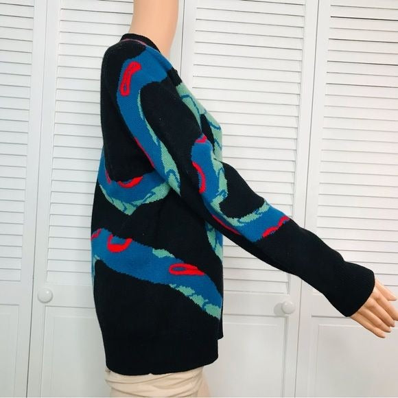 RAG & BONE Black Cashmere Snake Embroidered Sweater Size S