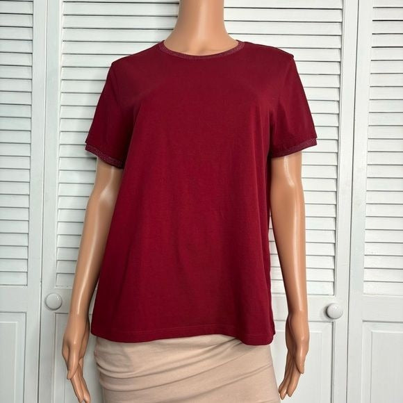 BOMBAS Red Cotton Short Sleeve Shirt Size M