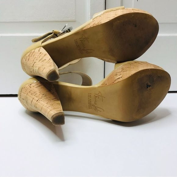 FRANCO SARTO Nude Cork Heels Size 9M