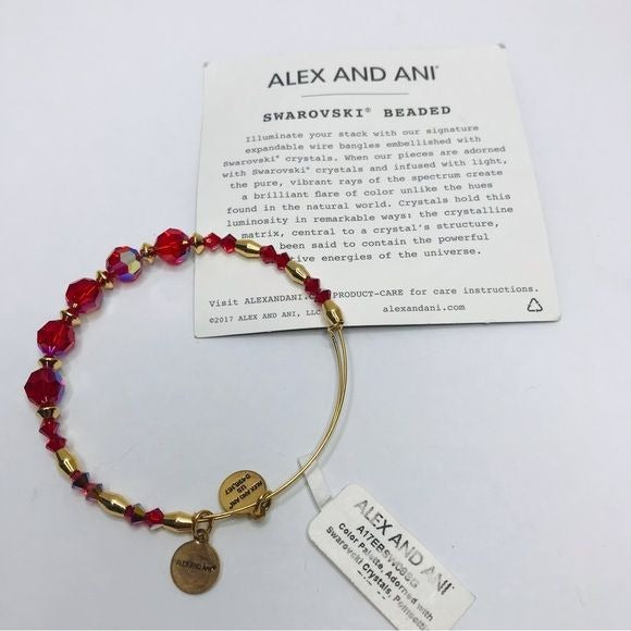 *NEW* ALEX AND ANI Red Swarovski Red Beaded Expandable Bangle