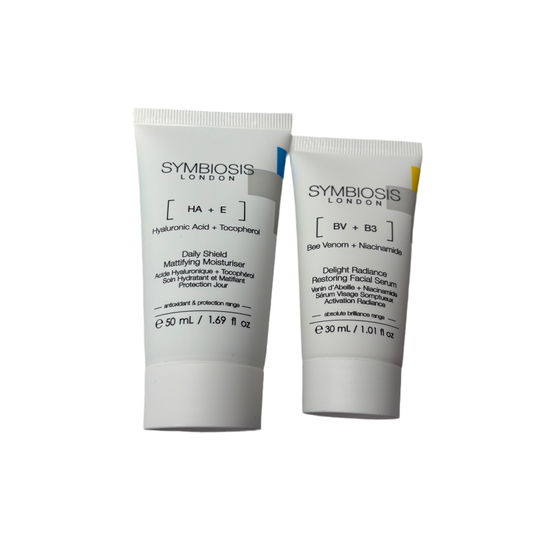 *NEW* SYMBIOSIS LONDON Daily Shield Mattifying Moisturizer + Delight Radiance Restoring Facial Serum