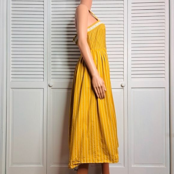 THE GREAT Yellow Striped Hourglass The Laurel Dress Size 2