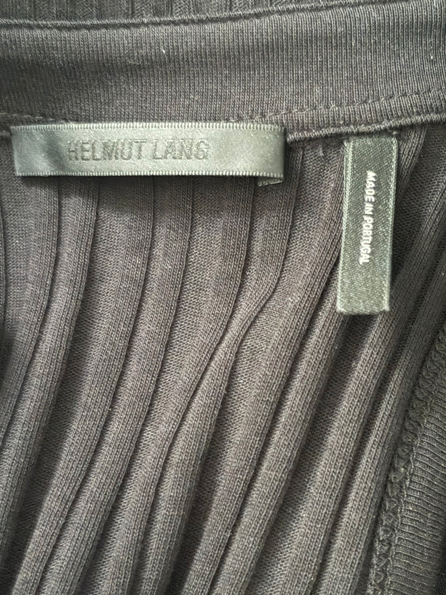 Helmut Lang Black Ribbed Polo Mini Dress Size Medium