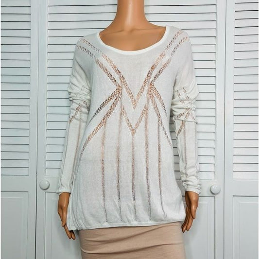 EXPRESS White Semi Sheer Long Sleeve Sweater Size L