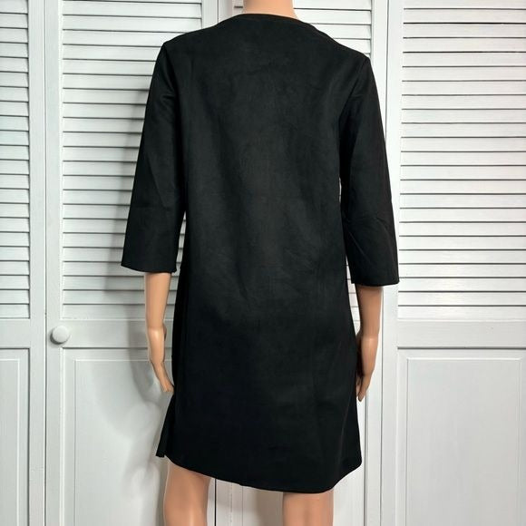 *NEW* ADORE Black Vegan Suede Embellished Shift Dress Size S