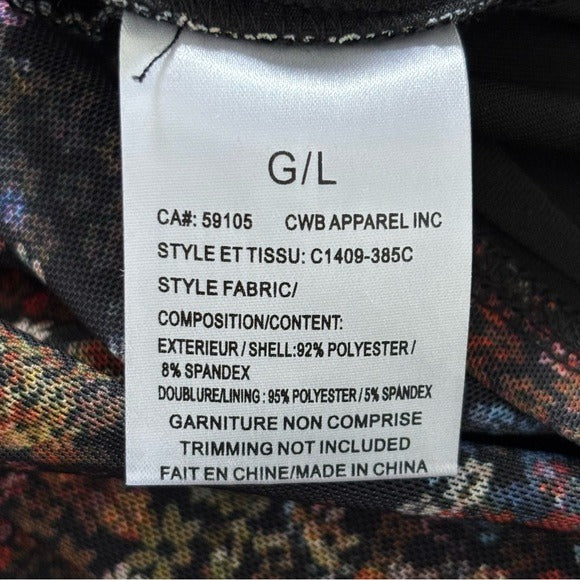 CHARLIE B Printed Ruched Mesh Top in Floret Size Large