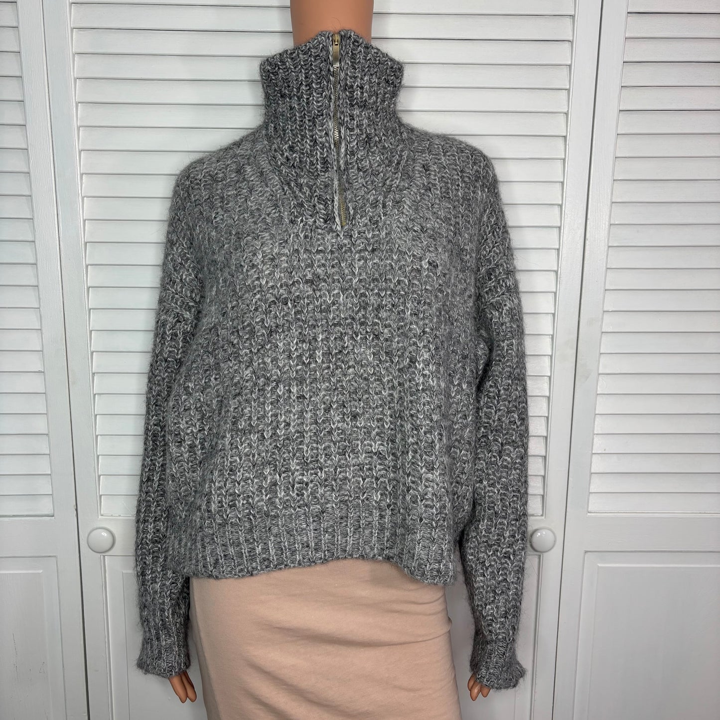BA&SH Balti Zip-Up Alpaca Blend Pullover Sweater Size Medium