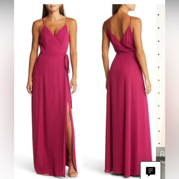 *NEW* WAYF The Angelina Slit Wrap Purple Gown Size S
