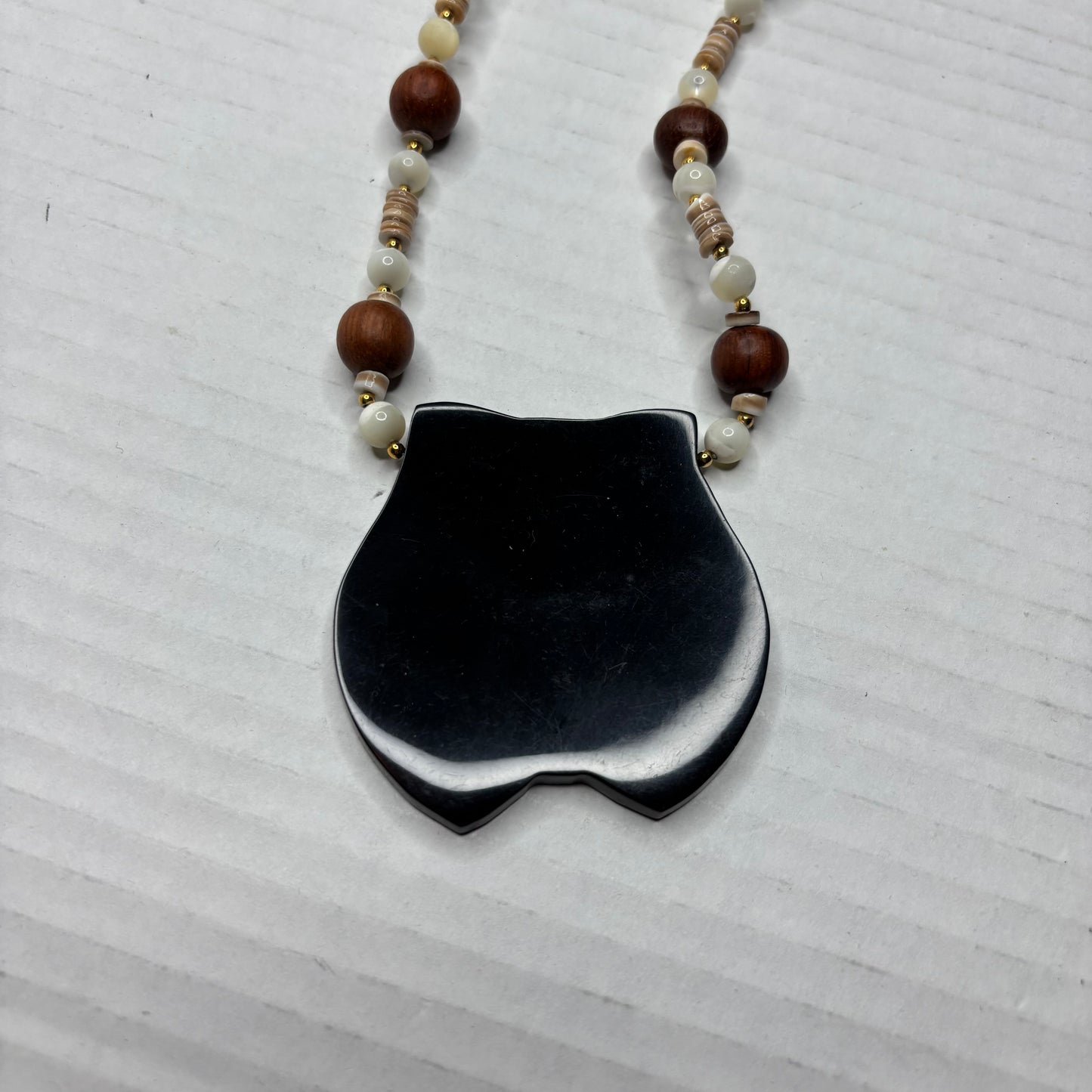 LEE SANDS Vintage Mother of Pearl Tiger Mosaic Necklace