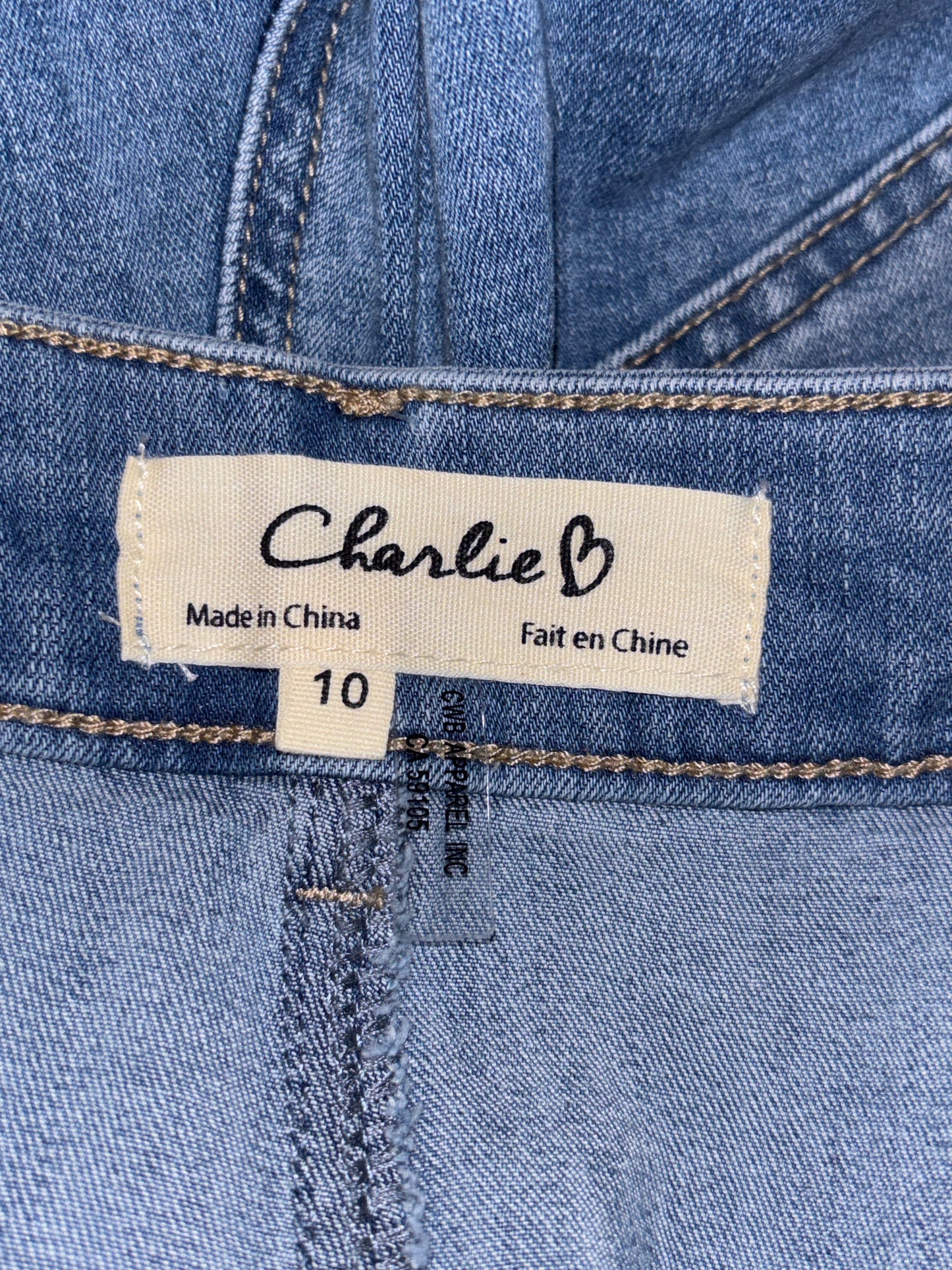 CHARLIE B Light Blue Cropped Patch Pocket Flare Jeans Size 10