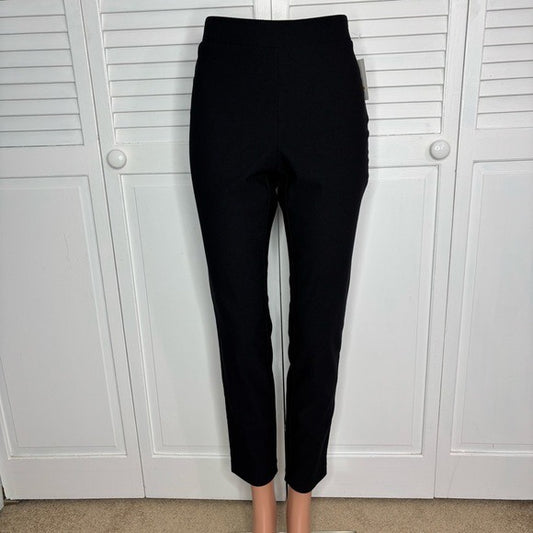 New ELLEN TRACY Solaris Clean Pull On Slim Fit Ankle Pants in Black Size Small
