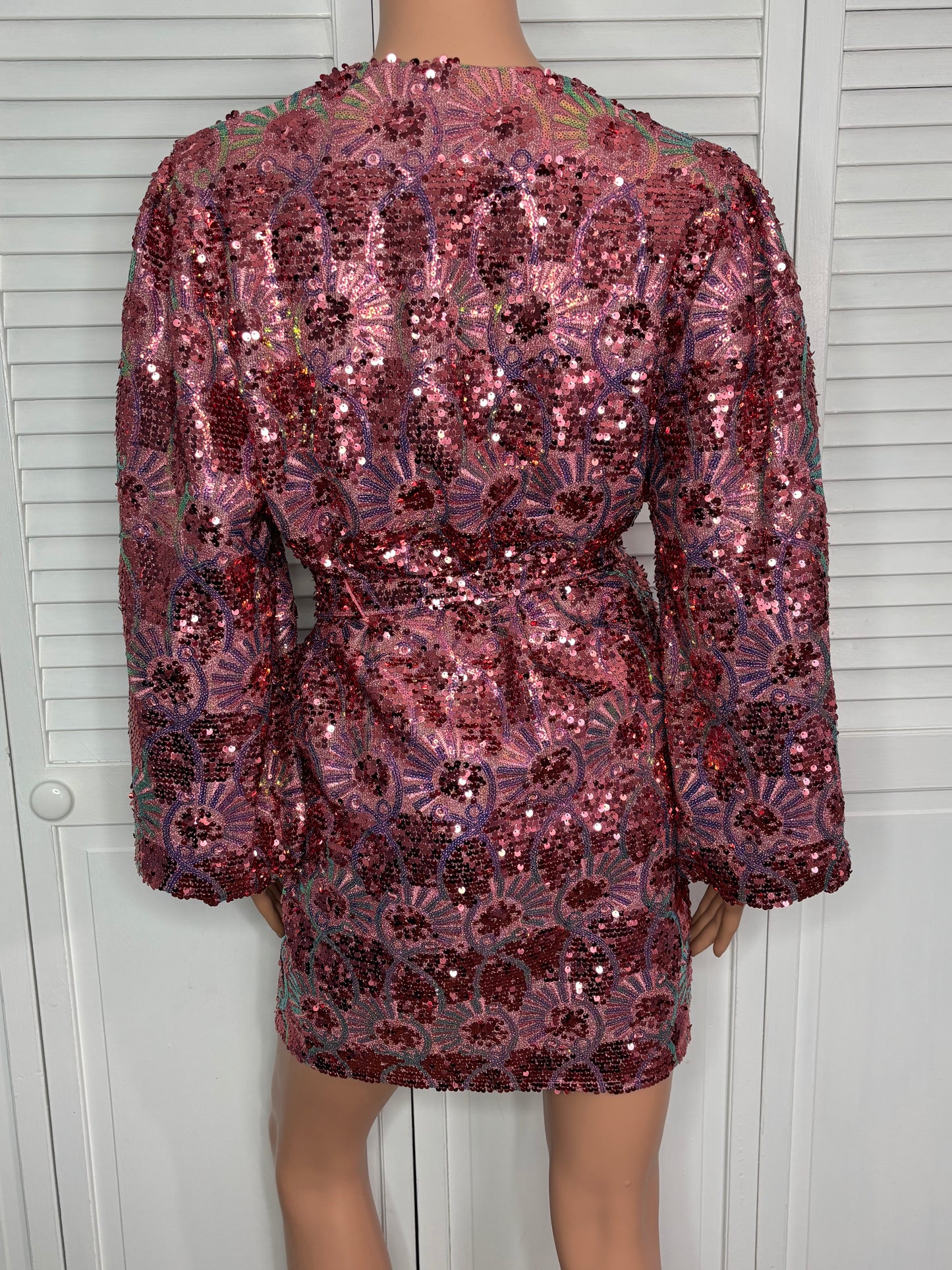 New BUDDY LOVE Rose Adeline Sequin Wrap Dress Size Medium