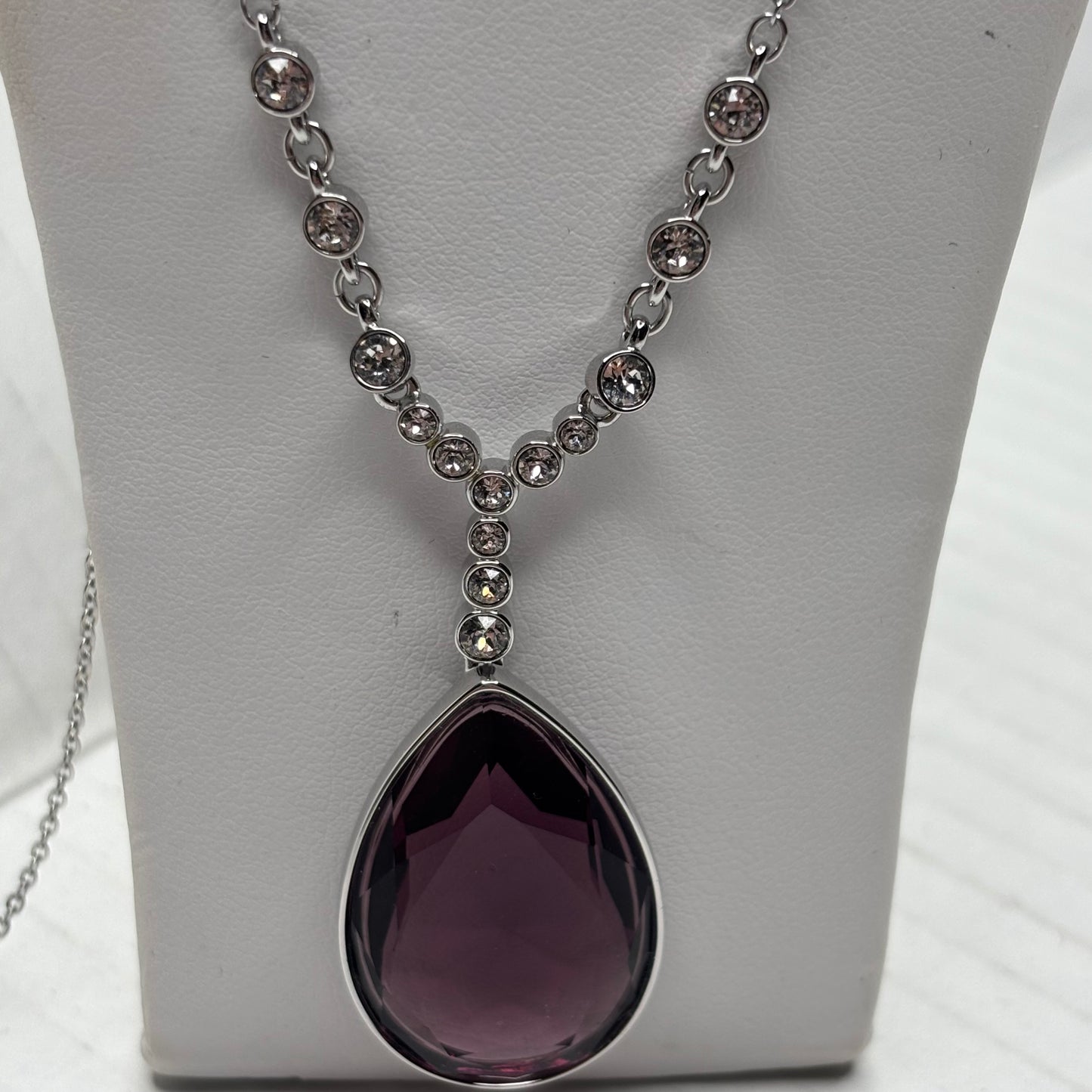 SWAROVSKI Pear-Cut Amethyst Purple Crystal Pendant Necklace