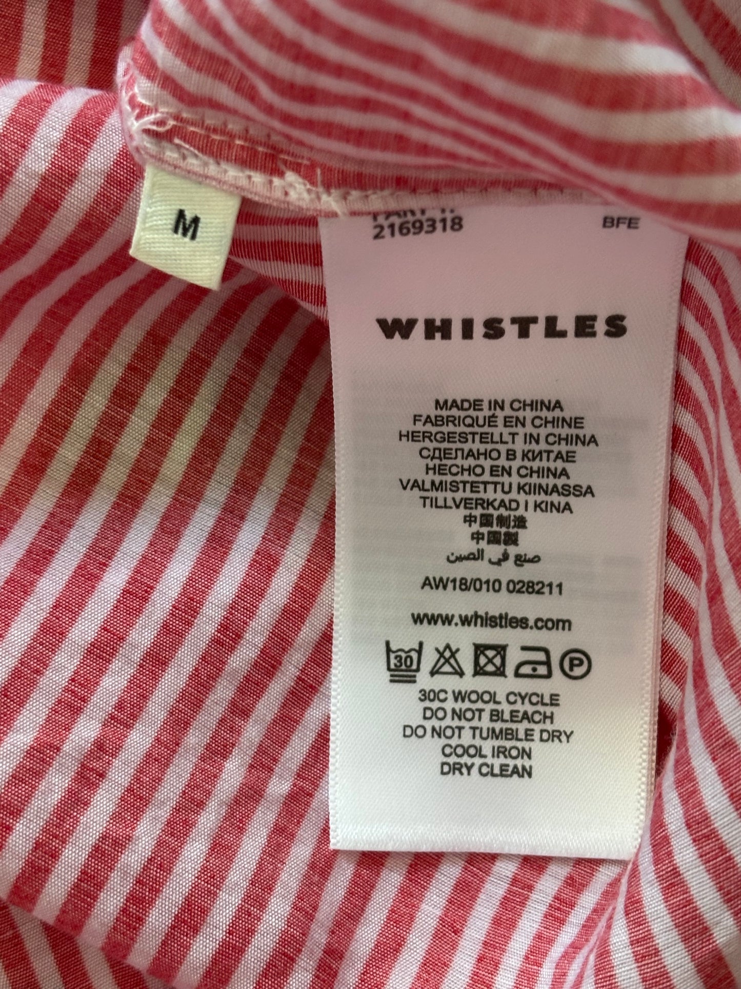 WHISTLES Striped Oversized Shirt Size Medium